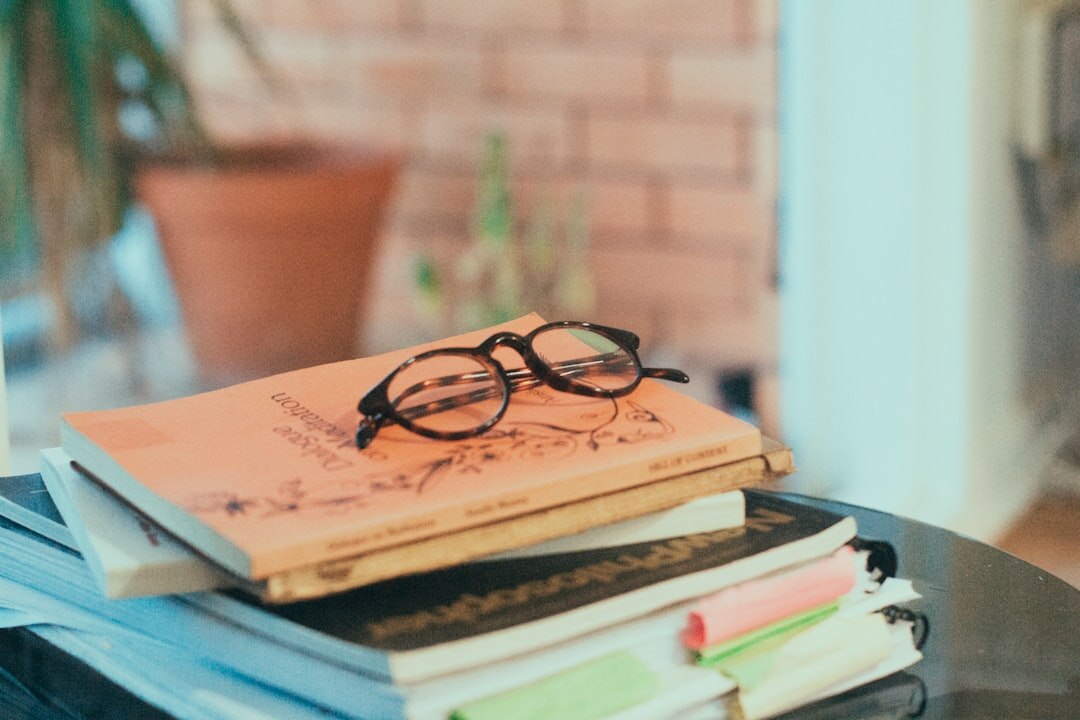 books stacked on table